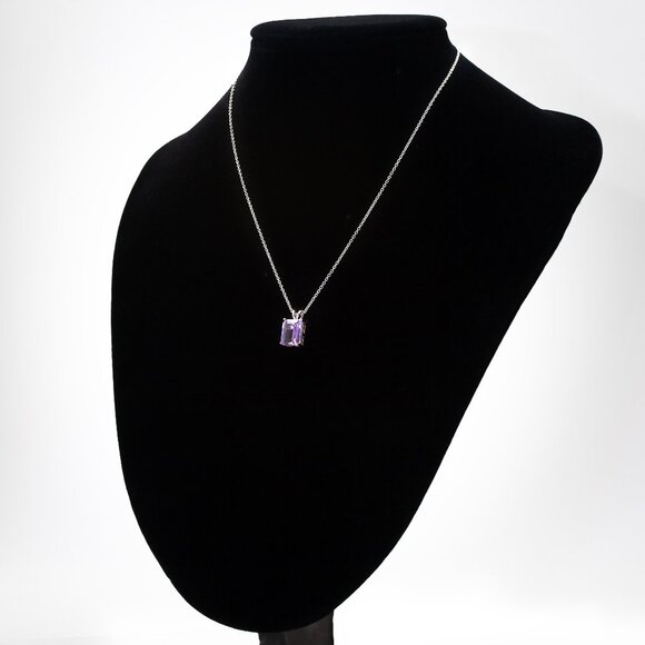 Natural 3cts Amethyst Silver Pendant Necklace, Stamped 925, February Birthstone - Picture 9 of 10